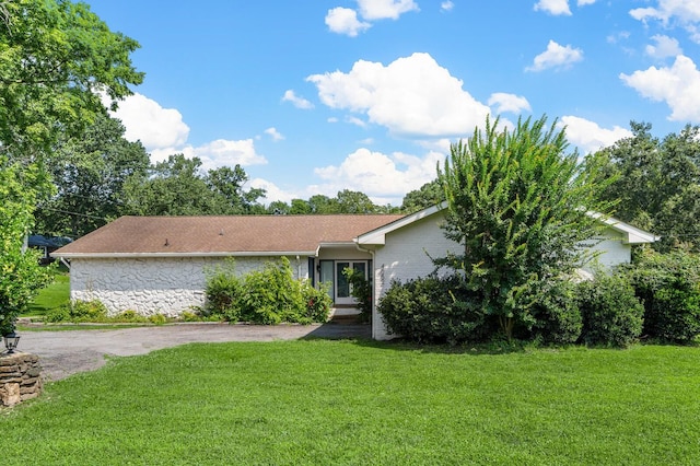 4052 Port Cleburne Ln, Hermitage, TN 37076 - view of front of house featuring a front lawn and stone siding