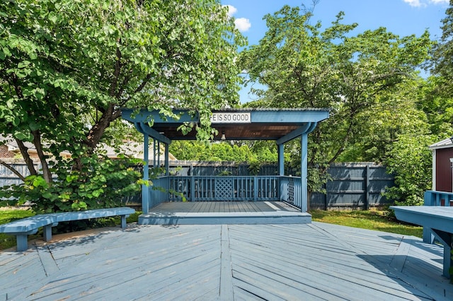 4052 Port Cleburne Ln, Hermitage, TN 37076 - wooden terrace featuring a fenced backyard and a gazebo