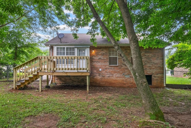 758 Spees Dr, Clarksville, TN 37042 - back of house with stairway, a deck, and brick siding