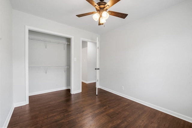 758 Spees Dr, Clarksville, TN 37042 - unfurnished bedroom with wood finished floors, a closet, and a ceiling fan