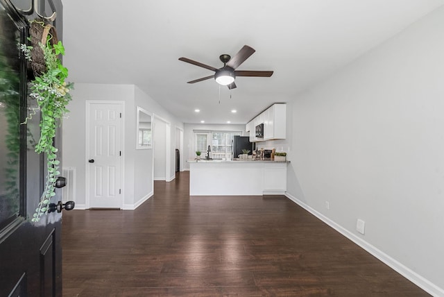 758 Spees Dr, Clarksville, TN 37042 - unfurnished living room featuring ceiling fan, dark wood finished floors, and recessed lighting