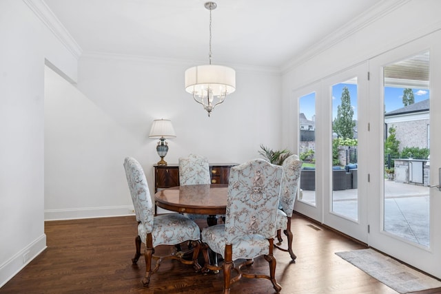 813 Stonewater Blvd, Franklin, TN 37064 - dining room with a chandelier, wood finished floors, and crown molding