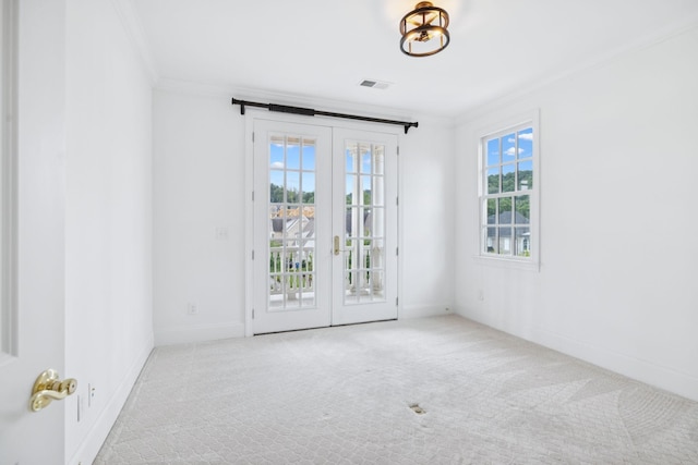 813 Stonewater Blvd, Franklin, TN 37064 - empty room with crown molding, french doors, and carpet floors