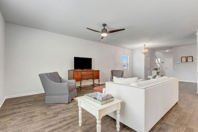 4112 Cadence Dr, Spring Hill, TN 37174 - living area featuring a ceiling fan and wood finished floors