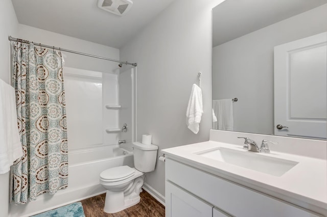 4112 Cadence Dr, Spring Hill, TN 37174 - full bath featuring vanity, shower / bath combo with shower curtain, and wood finished floors