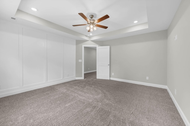 582 Pongracz Way, Clarksville, TN 37042 - carpeted empty room with a raised ceiling, a ceiling fan, and recessed lighting