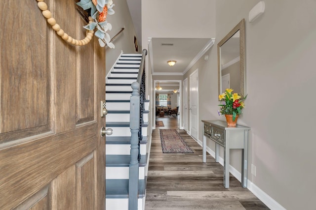 4835 Octavia St, Murfreesboro, TN 37129 - foyer featuring ornamental molding, wood finished floors, and stairs