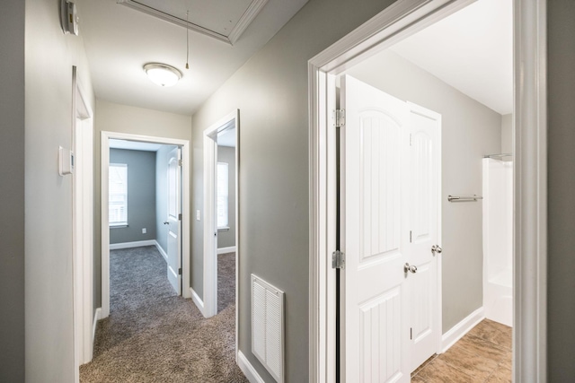 2071 Downstream Dr, Ashland City, TN 37015 - corridor featuring attic access and carpet flooring