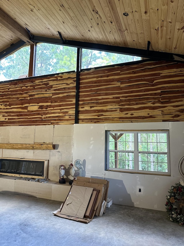 201 Summit Dr, Linden, TN 37096 - detailed view of unfinished concrete flooring and a fireplace