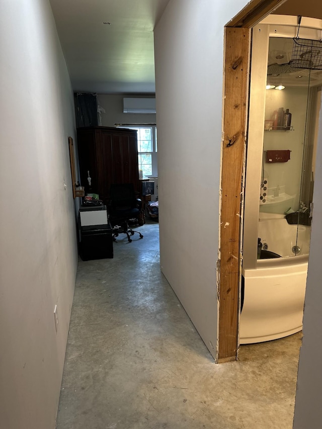 201 Summit Dr, Linden, TN 37096 - corridor featuring concrete flooring and an AC wall unit