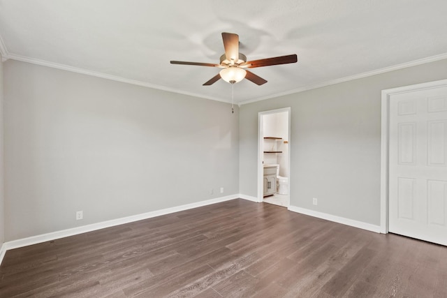 8205 Brownstone Ext, Cross Plains, TN 37049 - spare room with ceiling fan, dark wood-style flooring, and ornamental molding