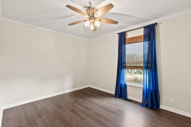 8205 Brownstone Ext, Cross Plains, TN 37049 - empty room with dark wood finished floors, ornamental molding, and a ceiling fan