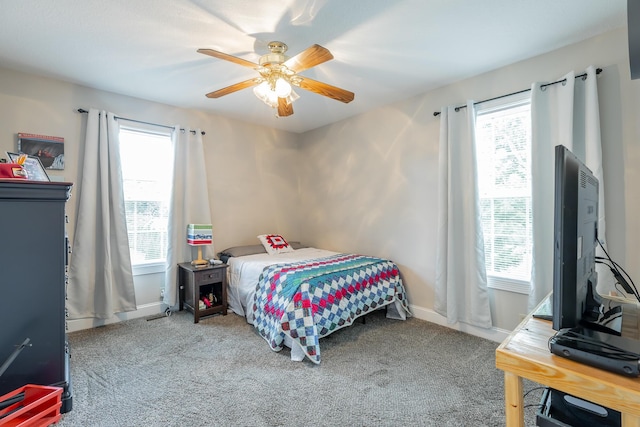 78 Gray Rd, Signal Mountain, TN 37377 - bedroom with multiple windows, carpet, and a ceiling fan