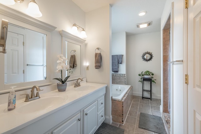 78 Gray Rd, Signal Mountain, TN 37377 - full bathroom featuring double vanity, a bath, and tile patterned floors