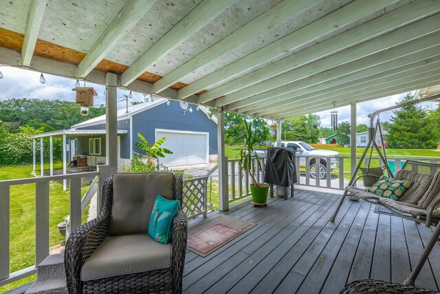 78 Gray Rd, Signal Mountain, TN 37377 - wooden deck featuring a garage and a yard
