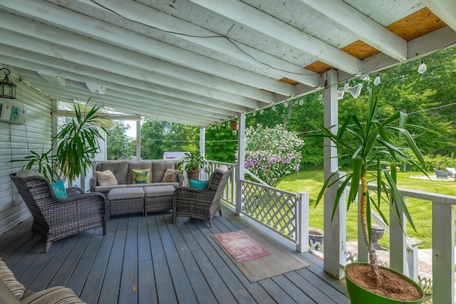 78 Gray Rd, Signal Mountain, TN 37377 - wooden terrace with an outdoor hangout area and a yard