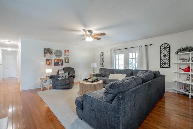 78 Gray Rd, Signal Mountain, TN 37377 - living area featuring a ceiling fan, hardwood / wood-style floors, and french doors