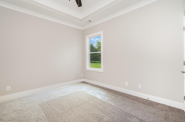 408 Harsh Ln, Castalian Springs, TN 37031 - carpeted empty room featuring ornamental molding, ceiling fan, and a tray ceiling