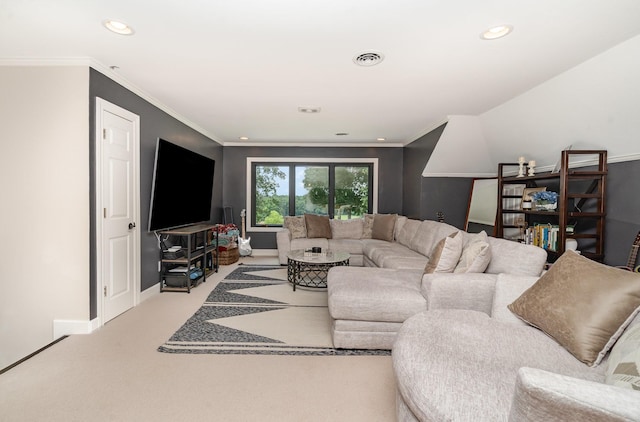 1640 Eno Rd, Dickson, TN 37055 - living area featuring carpet, recessed lighting, and crown molding