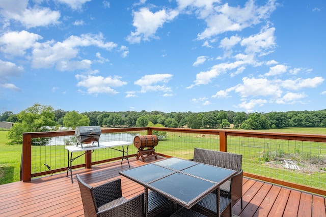 1640 Eno Rd, Dickson, TN 37055 - wooden terrace featuring outdoor dining area, a lawn, and a grill