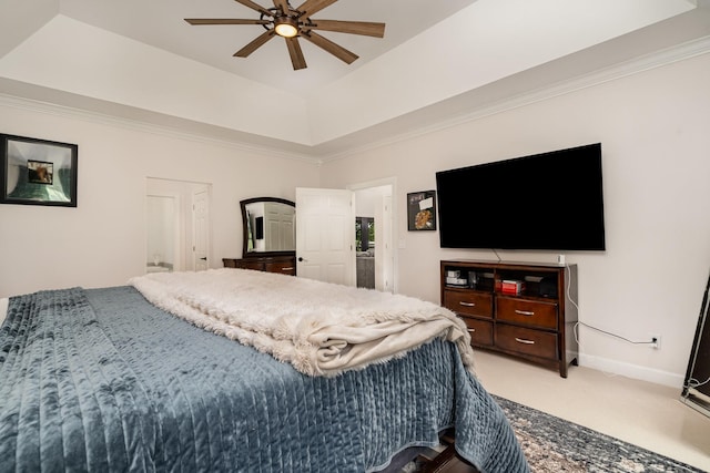 1640 Eno Rd, Dickson, TN 37055 - bedroom with light carpet, crown molding, and a ceiling fan
