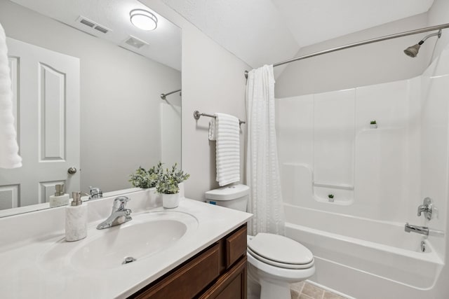 4613 Scottish Dr, Murfreesboro, TN 37128 - bathroom with shower / tub combo with curtain, vanity, and tile patterned floors