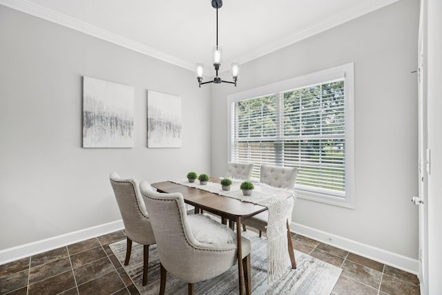 4613 Scottish Dr, Murfreesboro, TN 37128 - dining area featuring crown molding, a chandelier, and plenty of natural light