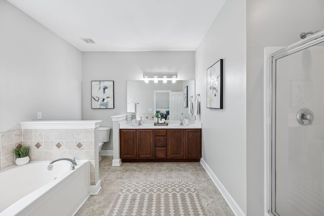 4613 Scottish Dr, Murfreesboro, TN 37128 - full bathroom with a bath, double vanity, and a stall shower