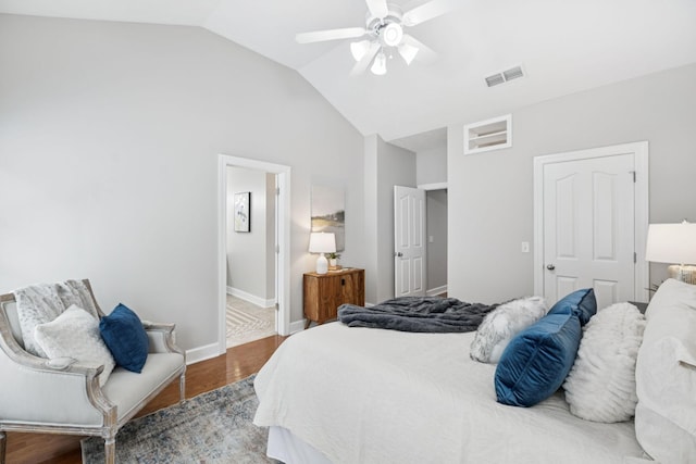 4613 Scottish Dr, Murfreesboro, TN 37128 - bedroom with vaulted ceiling, wood finished floors, a ceiling fan, and ensuite bath