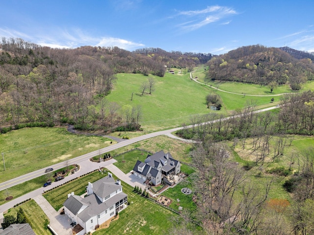 1049 Holly Tree Gap Rd, Brentwood, TN 37027 - aerial view of property and surrounding area with a heavily wooded area