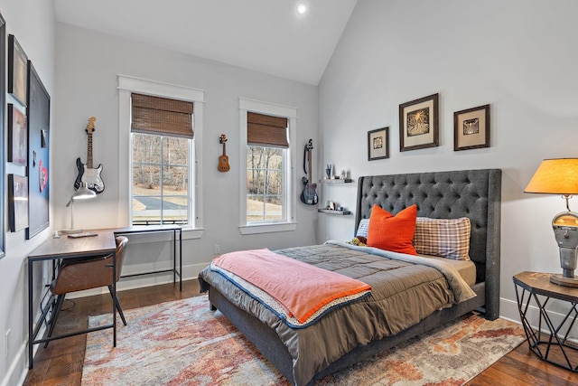 1049 Holly Tree Gap Rd, Brentwood, TN 37027 - bedroom with vaulted ceiling, wood finished floors, recessed lighting, and an office area