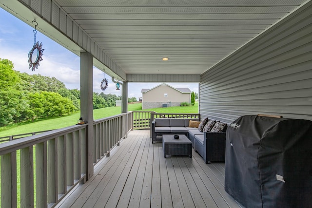 216 Desperado Ave, Pulaski, TN 38478 - deck featuring outdoor lounge area, grilling area, and a yard