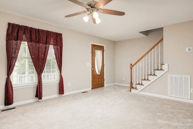 140 Janes Way NE, Cleveland, TN 37323 - carpeted foyer entrance with stairway and a ceiling fan
