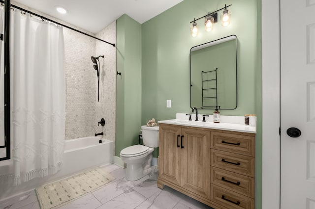 5726 Bridgemore Blvd, Murfreesboro, TN 37129 - full bath with shower / bath combo with shower curtain, vanity, and marble look tile flooring