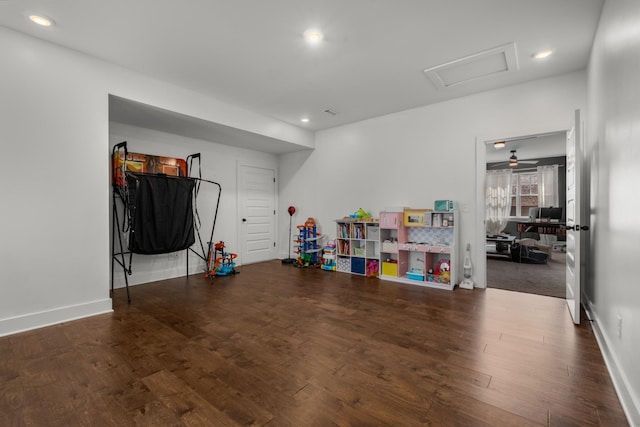 5726 Bridgemore Blvd, Murfreesboro, TN 37129 - playroom featuring attic access, wood finished floors, and recessed lighting