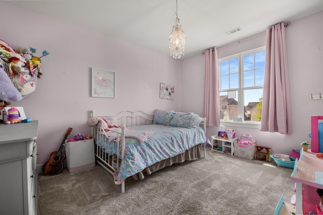 5726 Bridgemore Blvd, Murfreesboro, TN 37129 - bedroom with carpet flooring and a chandelier