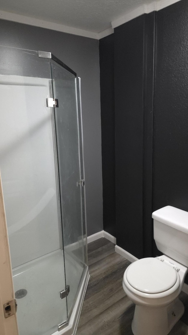 145 Michelle Ln, Winchester, TN 37398 - full bathroom with wood finished floors, a shower stall, and a textured ceiling
