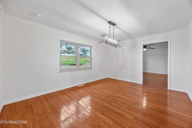 1701 Talbott Kansas Rd, Talbott, TN 37877 - unfurnished room with ornamental molding, light wood-style flooring, a ceiling fan, and a smoke detector