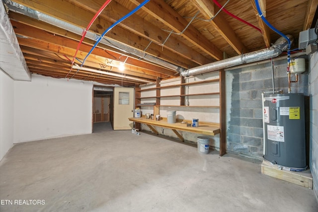1701 Talbott Kansas Rd, Talbott, TN 37877 - unfinished basement with electric water heater and concrete block wall