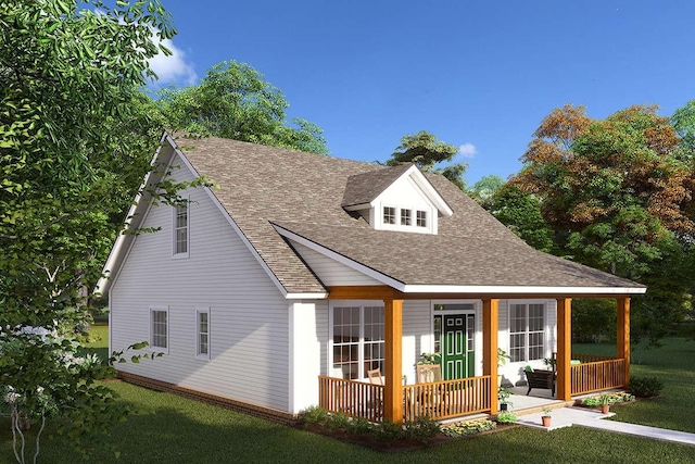 0 Blue Springs Rd, Decherd, TN 37324 - view of front of house featuring a shingled roof, a front lawn, and covered porch