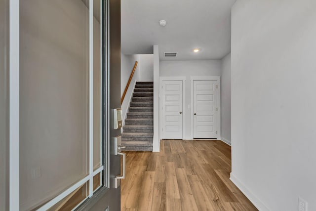 510 Hinton St, Lebanon, TN 37090 - foyer featuring light wood-type flooring, stairs, and recessed lighting