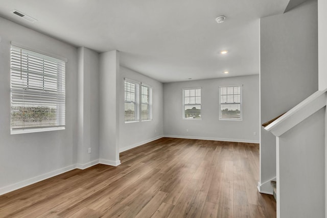 510 Hinton St, Lebanon, TN 37090 - empty room featuring a smoke detector, stairs, wood finished floors, and recessed lighting