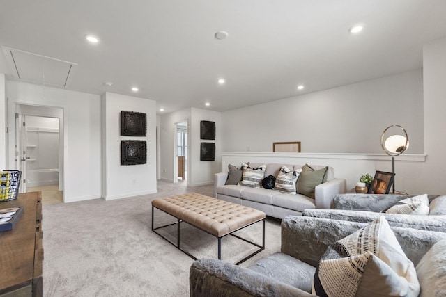 2502 Beverly Gail Rd, Pleasant View, TN 37146 - living area featuring attic access, light carpet, and recessed lighting