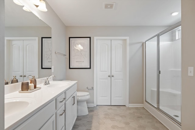 509 Eagleview Dr, Eagleville, TN 37060 - bathroom with double vanity, a stall shower, and a closet