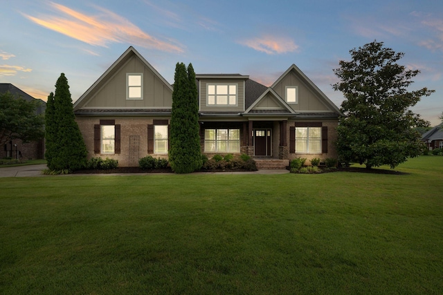 1118 Averwater Run, Murfreesboro, TN 37128 - craftsman house featuring board and batten siding, a yard, and brick siding