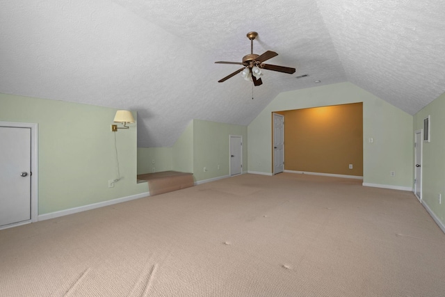 225 Cobblestone Lndg, Mount Juliet, TN 37122 - additional living space featuring a ceiling fan, a textured ceiling, carpet, and vaulted ceiling