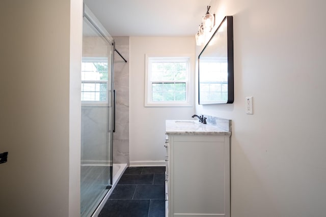 35 Agnes Ave, Chattanooga, TN 37406 - full bathroom with vanity, a shower stall, and tile patterned floors