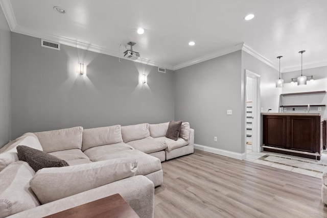 715 Forest Ave, Chattanooga, TN 37405 - living area with ornamental molding, recessed lighting, and light wood finished floors