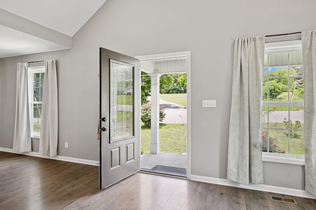 521 5th Ave N, Lewisburg, TN 37091 - foyer featuring lofted ceiling and wood finished floors