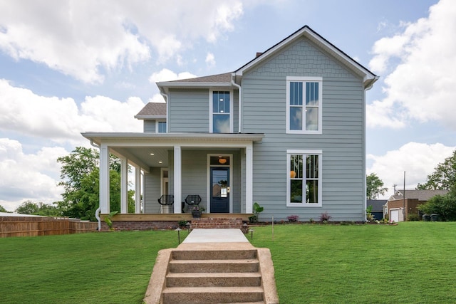 414 W College St, Dickson, TN 37055 - view of front of property featuring a porch, a front lawn, and roof with shingles